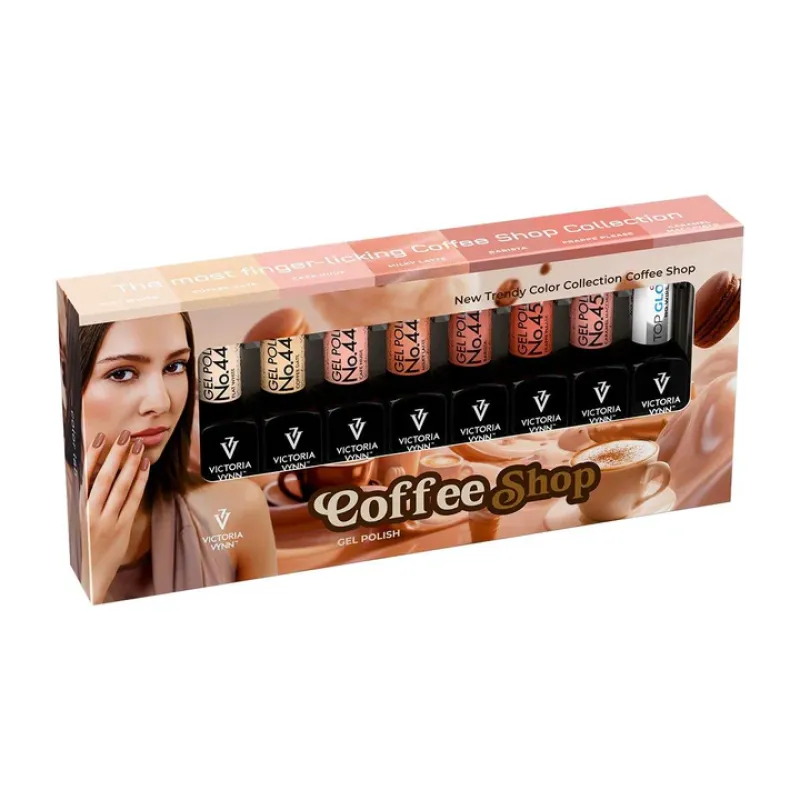 Victoria Vynn Salon Gellak 8-pack Coffee Shop 445 - 451 + Top Coat - Oh! My Gloss No Wipe